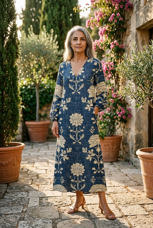 Everyday V-Neck Comfort Dress for Women, Relaxed Fit Breathable with Side Pockets, for Work, Casual & All-Day Wear