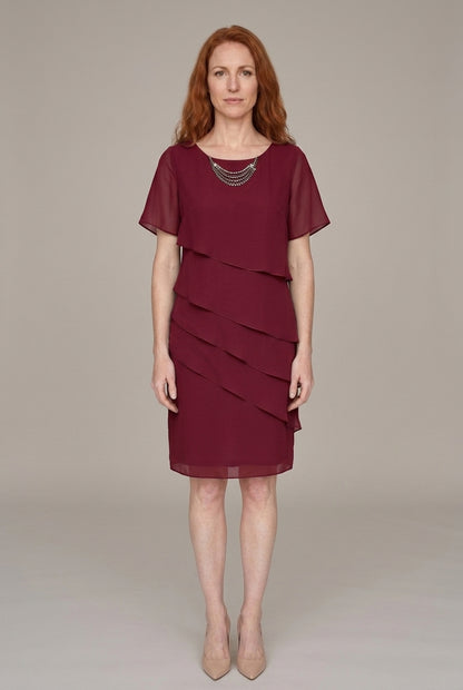 Elegant Flowy Short Sleeve Dress for Women, Layered Silhouette with Flattering Cut, for Formal, Dinners & Daytime Events