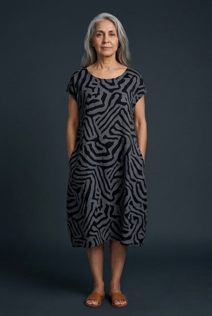 Elegant Round Neck Dress for Women, Lightweight Breathable Casual Midi, for Summer, Holiday, Brunch & Everyday Wear