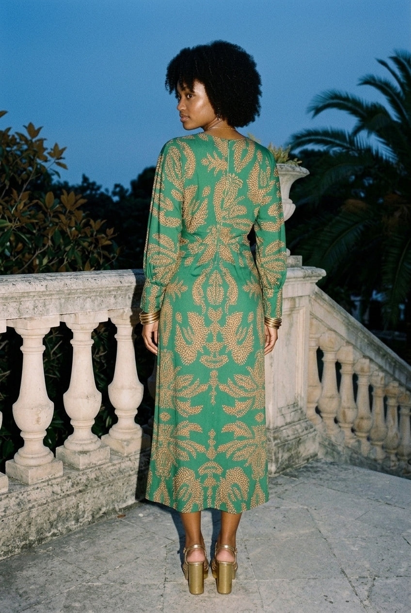 Ingeborg | Long Sleeve A-Line Maxi Dress