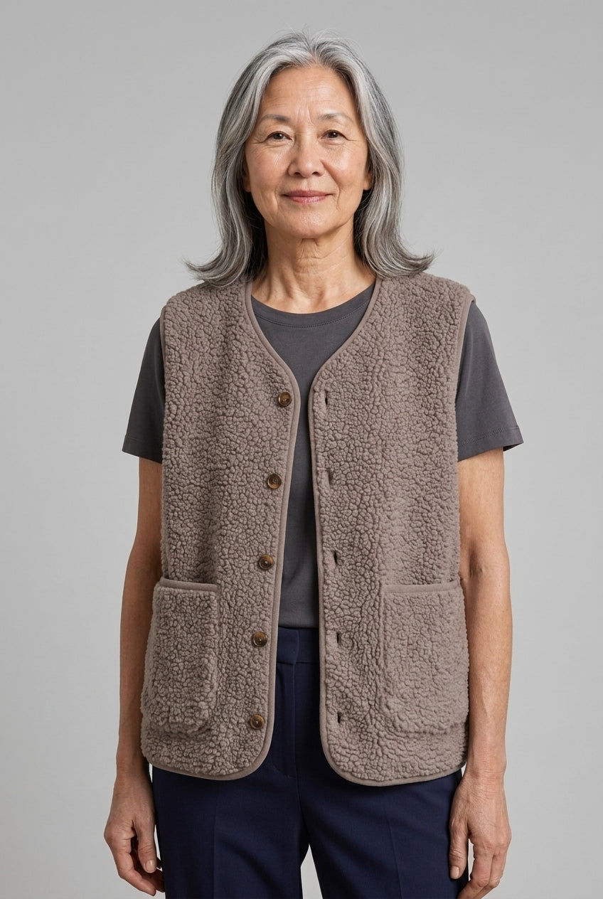 Katya Vivianne | Ribbed Knit Button-Up Vest