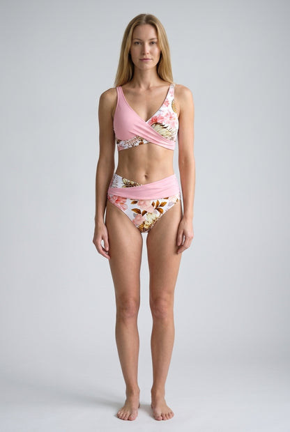 Floral Cut-Out Bikini for Women, High-Waisted V-Neck Wireless Swimwear with Cutouts, for Beach, Vacation, Poolside & Sum