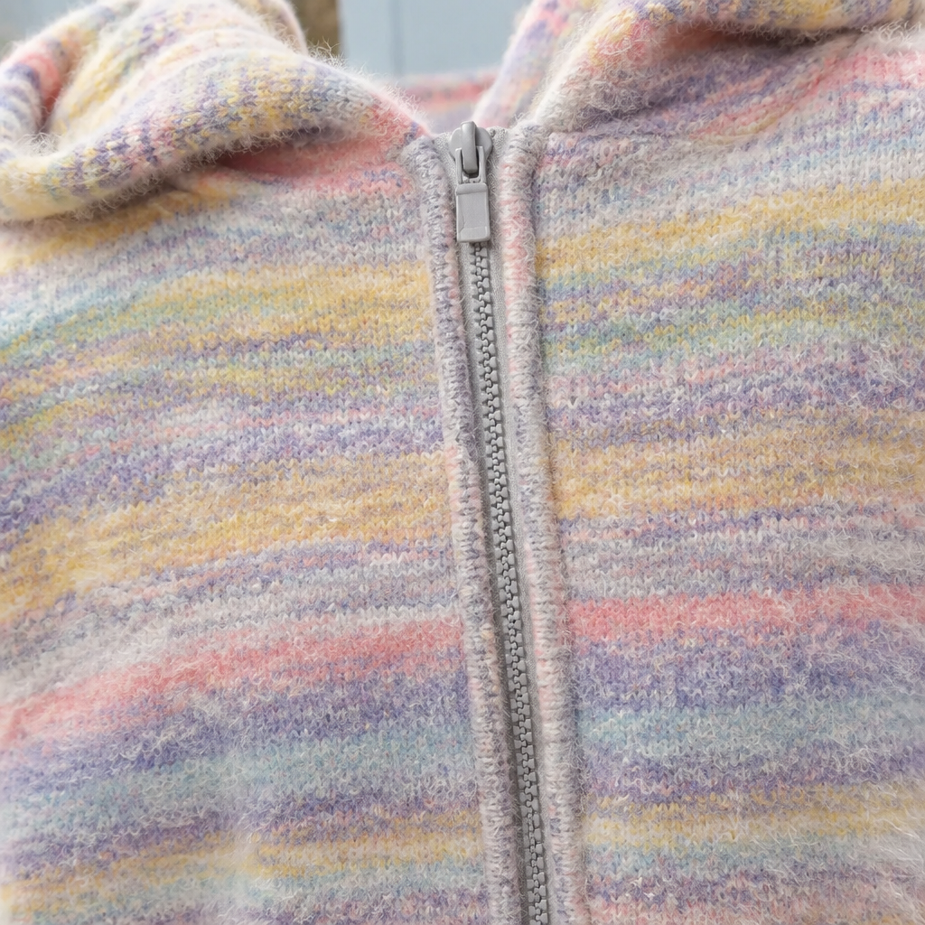 Elodea | Hooded Rainbow Striped Cardigan
