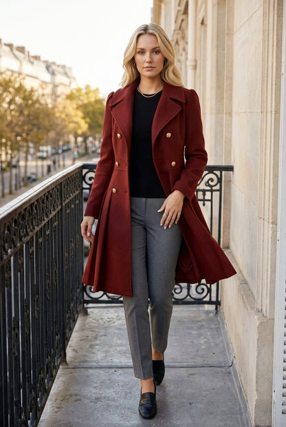 Kia | Double Button Long-Sleeve Coat