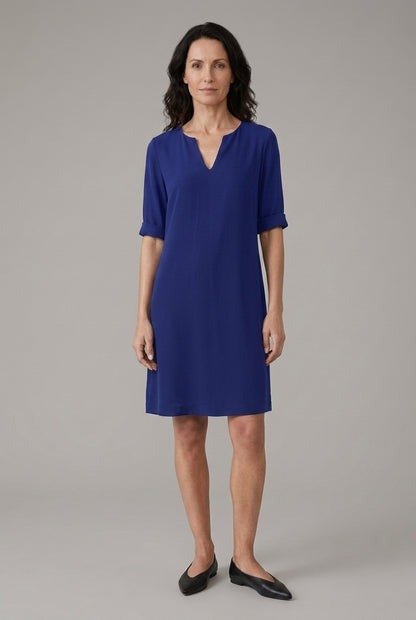 Elegant A-Line Dress for Women, V-Neck Mid-Sleeve Silk-Chiffon Blend, for Work, Casual, Special Occasions & Everyday Wea