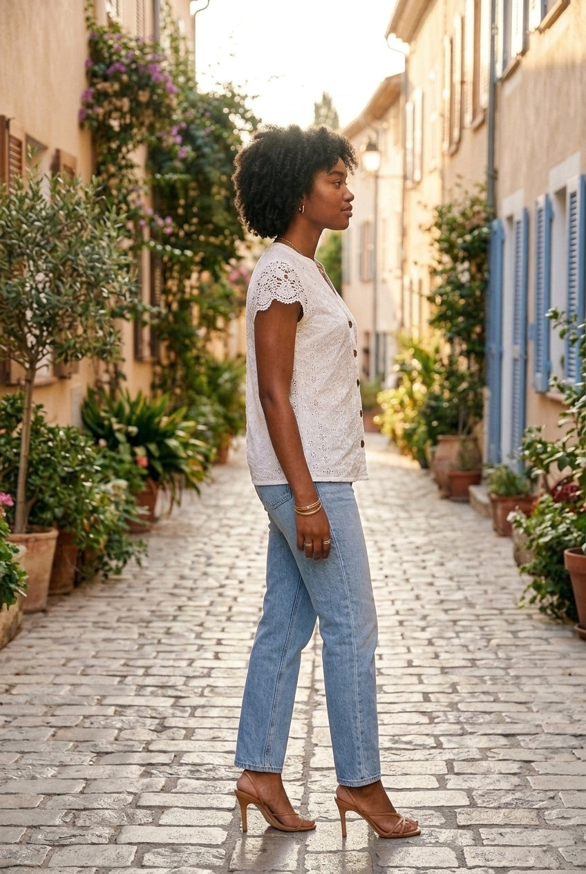 Sylvie | V-Neck Lace Shirt