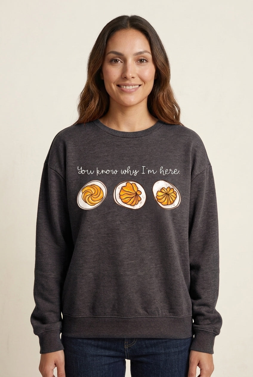 Playful Graphic Sweatshirt for Women, Soft Relaxed-Fit Long-Sleeve Crew Neck, for Thanksgiving, Fall & Casual Wear
