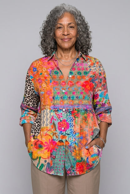 Yseult Mariel | Floral Button-Down Blouse