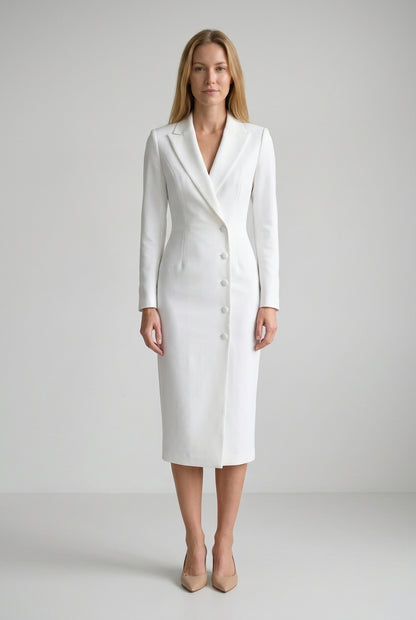 Tailored V-Neck Blazer Dress for Women, Midi Length Elegant Professional, for Work, Events, Evening & Everyday Wear