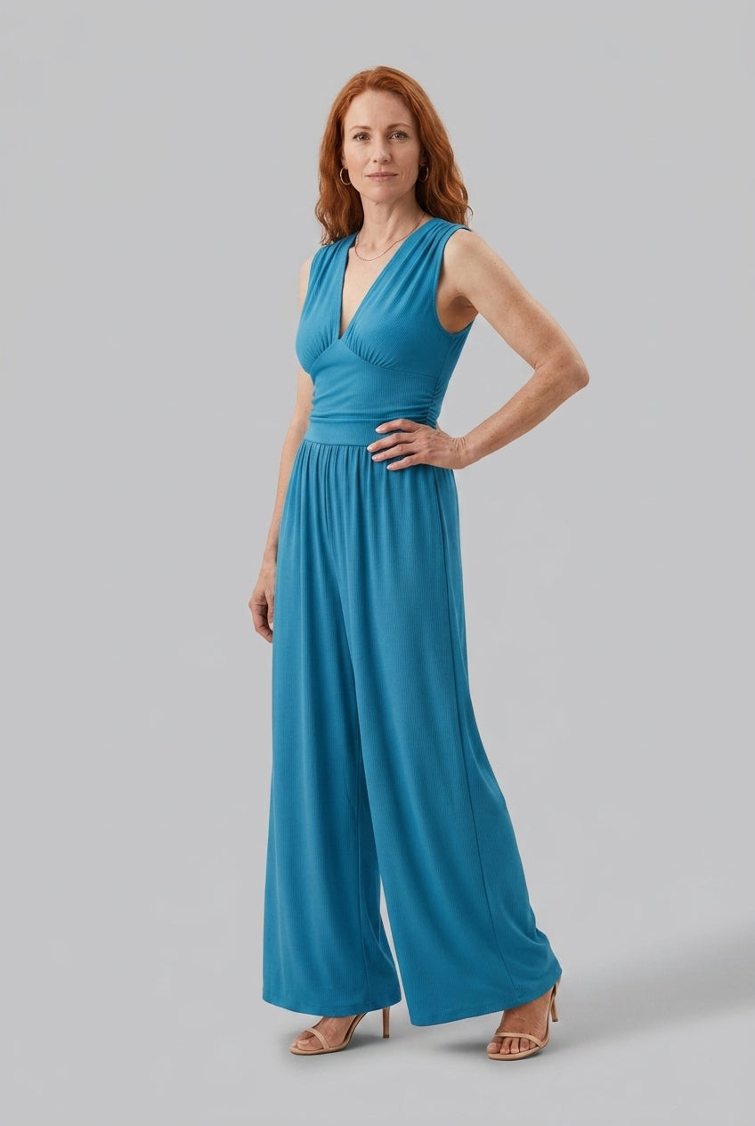 Chic Sleeveless Wide-Leg Jumpsuit for Women, Tailored Elegant Silhouette, for Work, Evening, Brunch & Everyday Wear