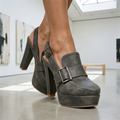 Mirabel | Croc Slingback Block Heels