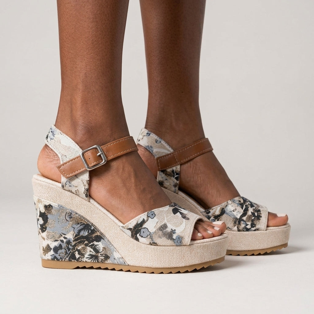 Wilma | Patterned Buckle Platform Heels