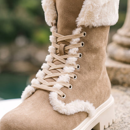 Svina | Suedette Lace-Up Mid-Calf Boot