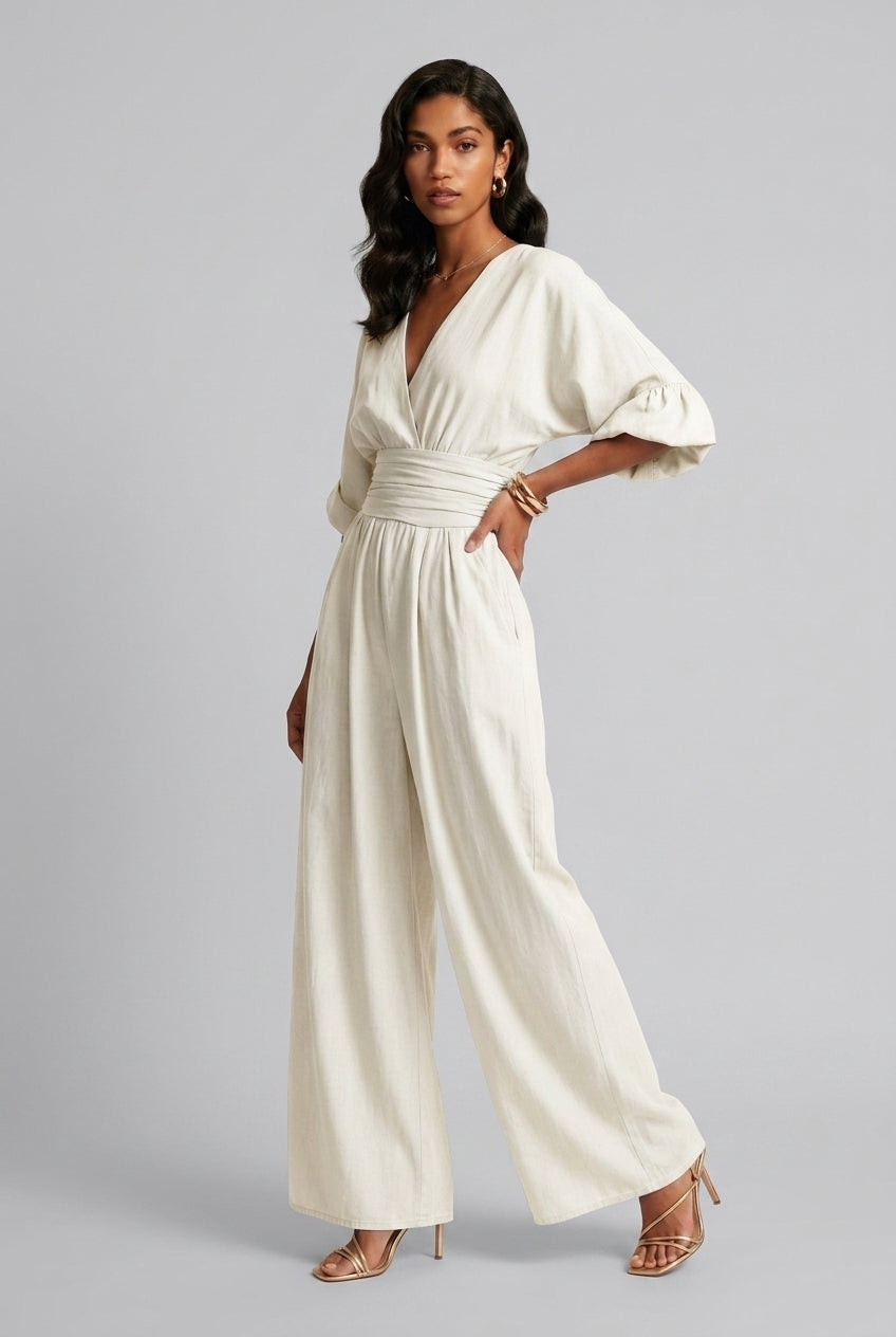 Emberly | Wide Sleeve V-Neck Jumpsuit