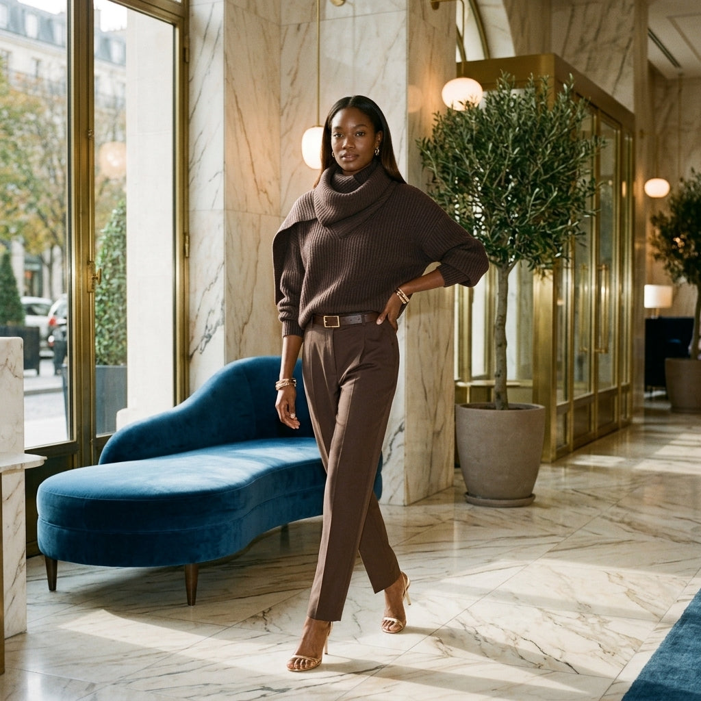 Herta | Wrap Funnel-Neck Cardigan Sweater