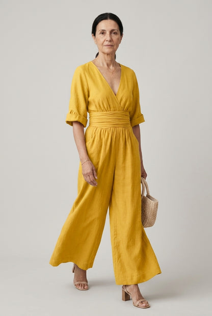 Cassandra | Wrap Wide-Leg Jumpsuit