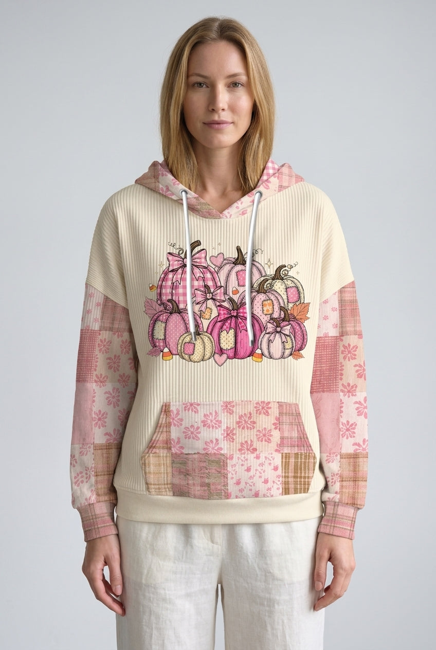 Cozy Pumpkin Hoodie for Women, Soft Relaxed-Fit Graphic Print, for Thanksgiving, Fall & Casual Wear