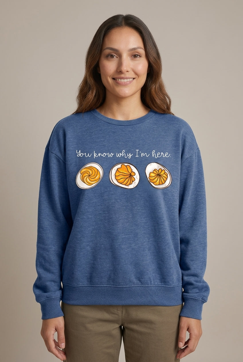 Playful Graphic Sweatshirt for Women, Soft Relaxed-Fit Long-Sleeve Crew Neck, for Thanksgiving, Fall & Casual Wear