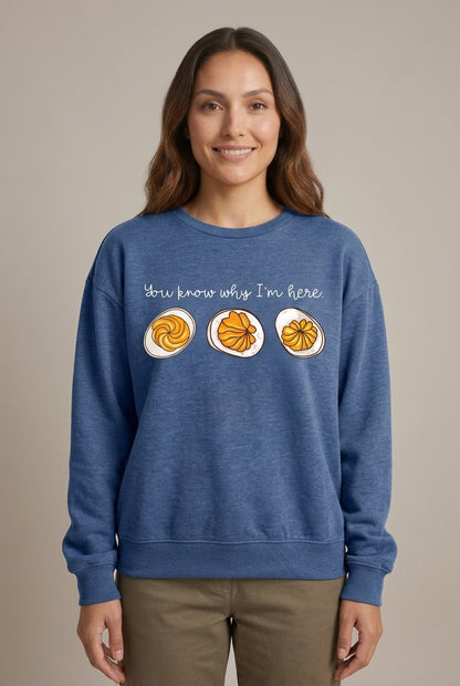 Playful Graphic Sweatshirt for Women, Soft Relaxed-Fit Long-Sleeve Crew Neck, for Thanksgiving, Fall & Casual Wear