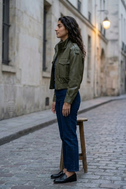 Karin | Faux Leather Button Jacket