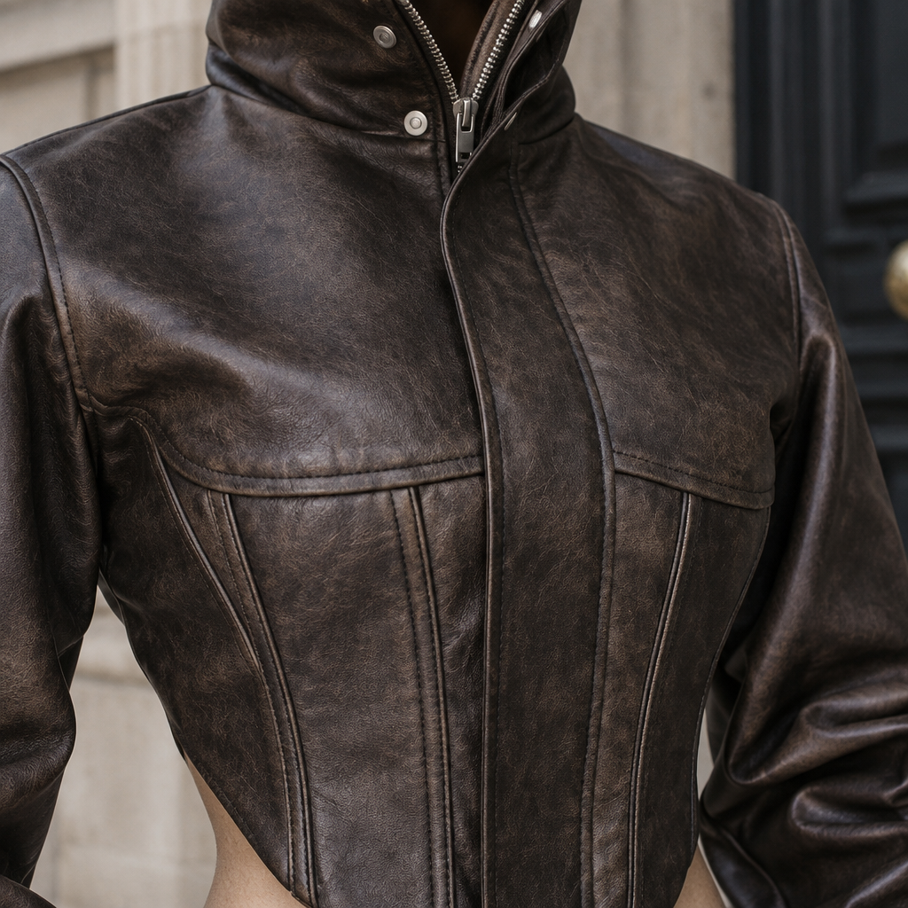 Larea | Faux Leather Crop Jacket
