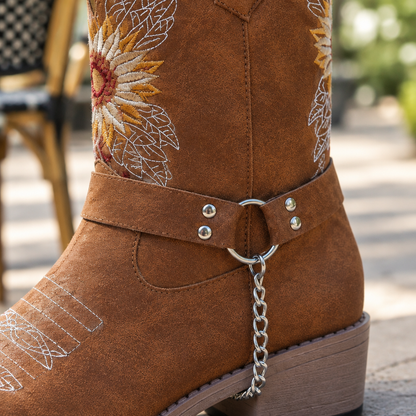 Andia | Western Embroidered Slip-On Boot