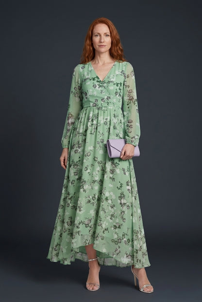 Elegant Floral Midi Dress for Women, Short Sleeve Tailored with Breathable Fabric, for Garden Party, Casual & Special Oc