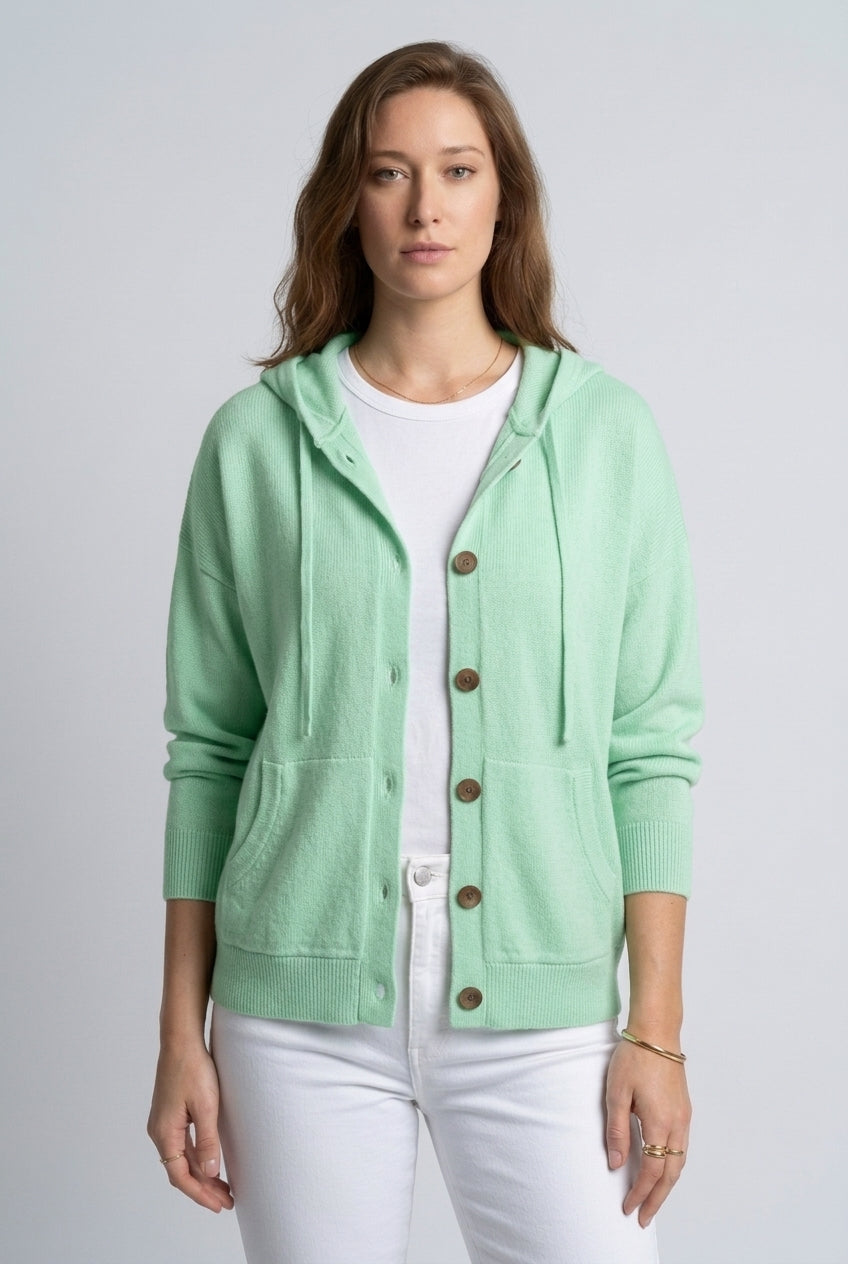 Andrina Evanthe | Button-Up Hooded Cardigan
