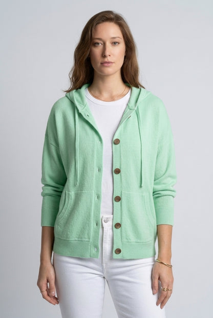 Andrina Evanthe | Button-Up Hooded Cardigan