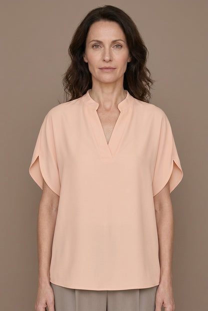 Soft V-Neck Blouse for Women, Lightweight Blend Relaxed Fit Hip-Length, for Office, Casual, Layering & Everyday Wear