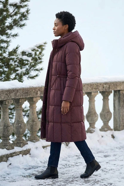 Elina | Hooded Knee-Length Down Puffer Jacket