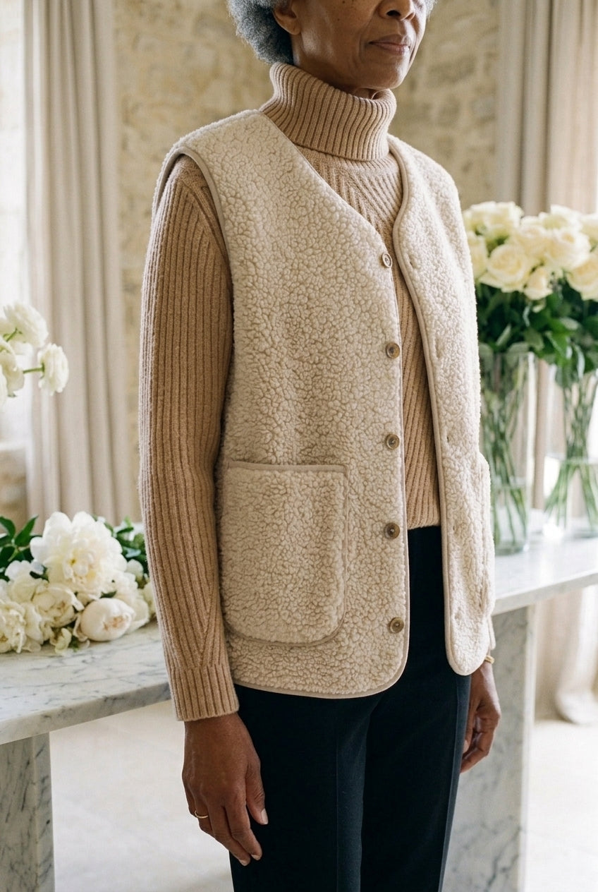 Katya Vivianne | Ribbed Knit Button-Up Vest