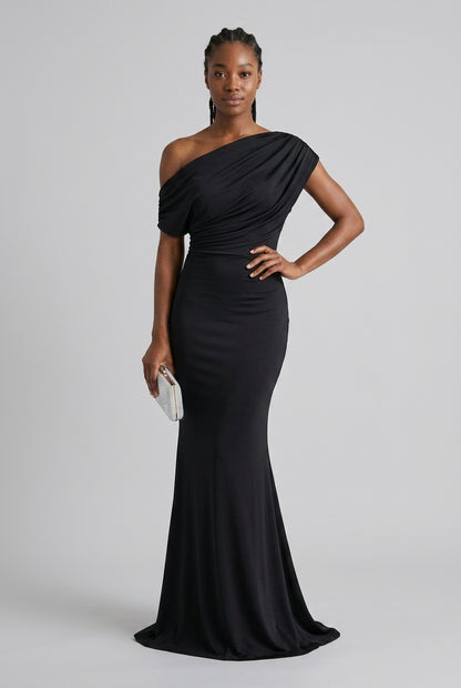 Elegant Off-Shoulder Evening Dress for Women, Bodycon Floor-Length Formal Gown, for Weddings, Galas & Special Events