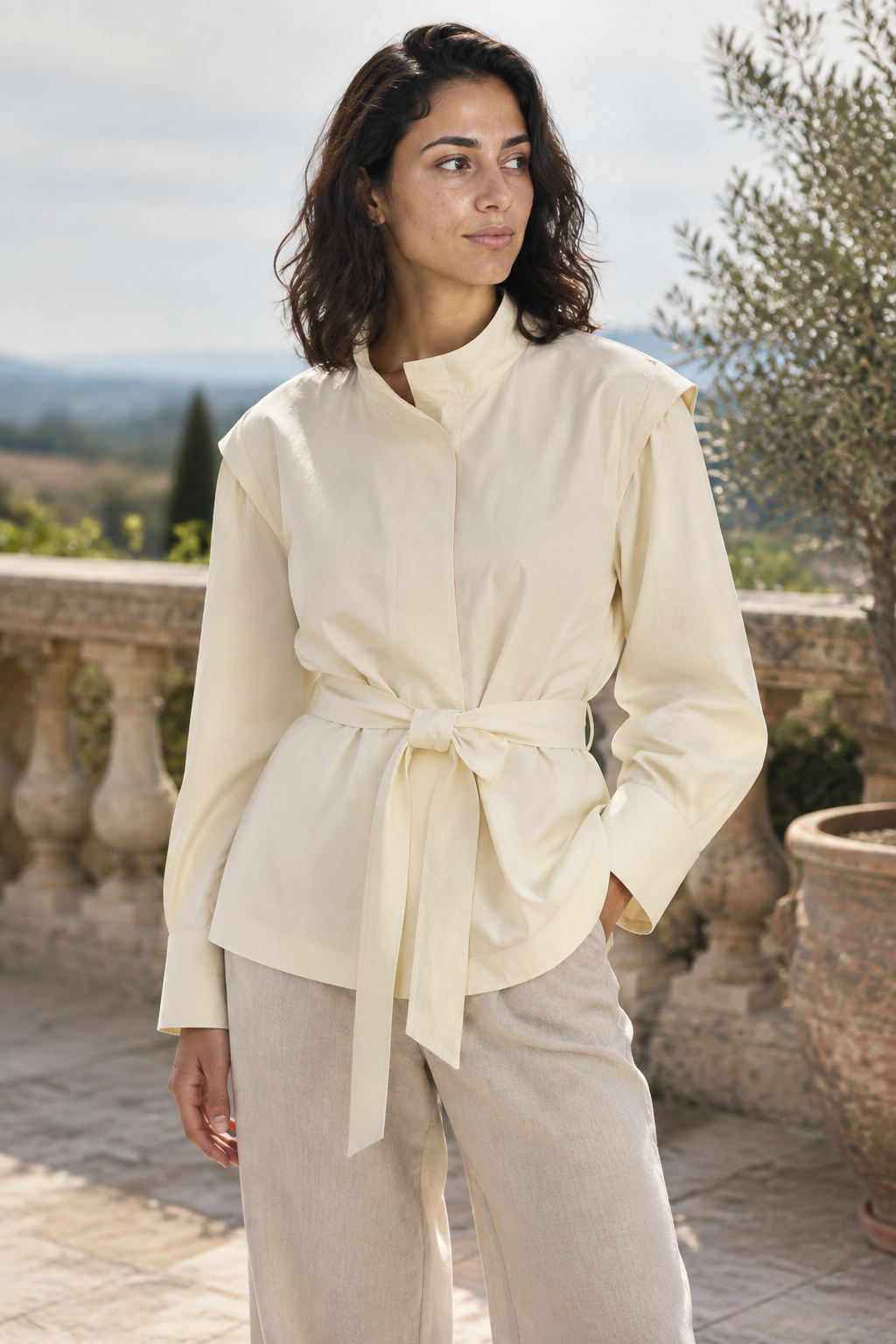 Jolis | Stand Collar Belted Blazer