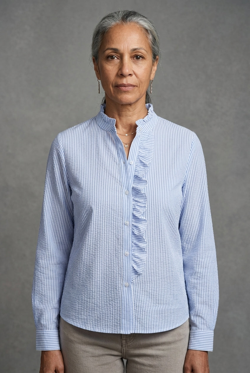 Floriane | Ruffle Trim Button Blouse