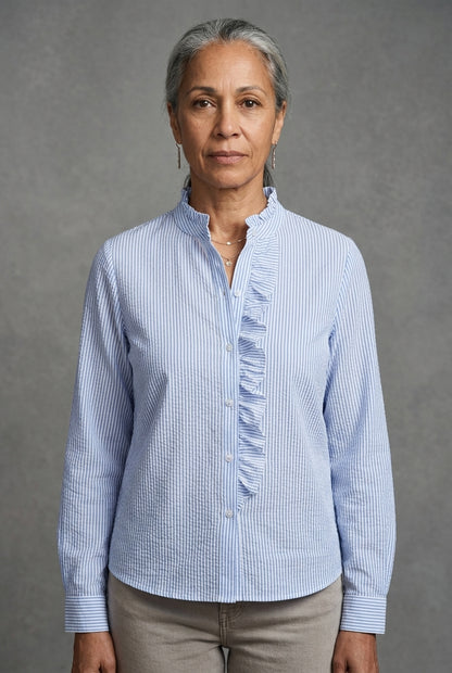 Floriane | Ruffle Trim Button Blouse
