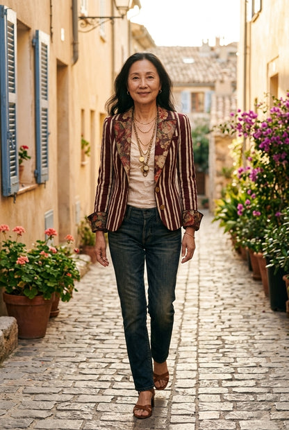 Lauranne | Bohemian Striped Tailored Blazer