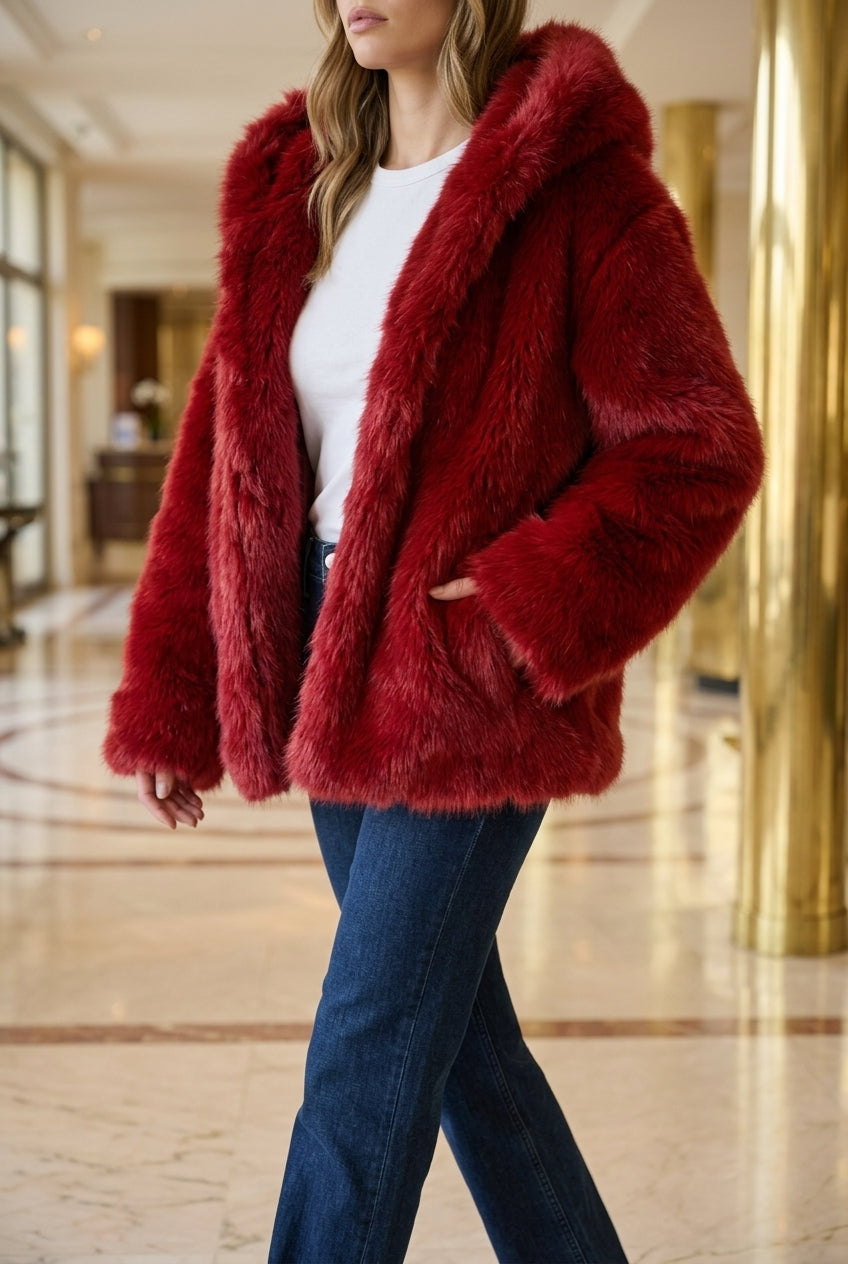 Dagmar | Oversized Faux Fur Hooded Coat