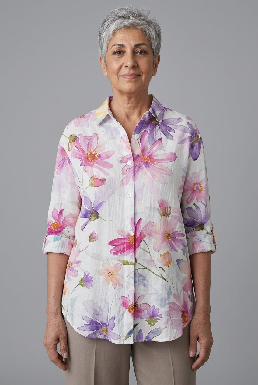 Yseult Mariel | Floral Button-Down Blouse