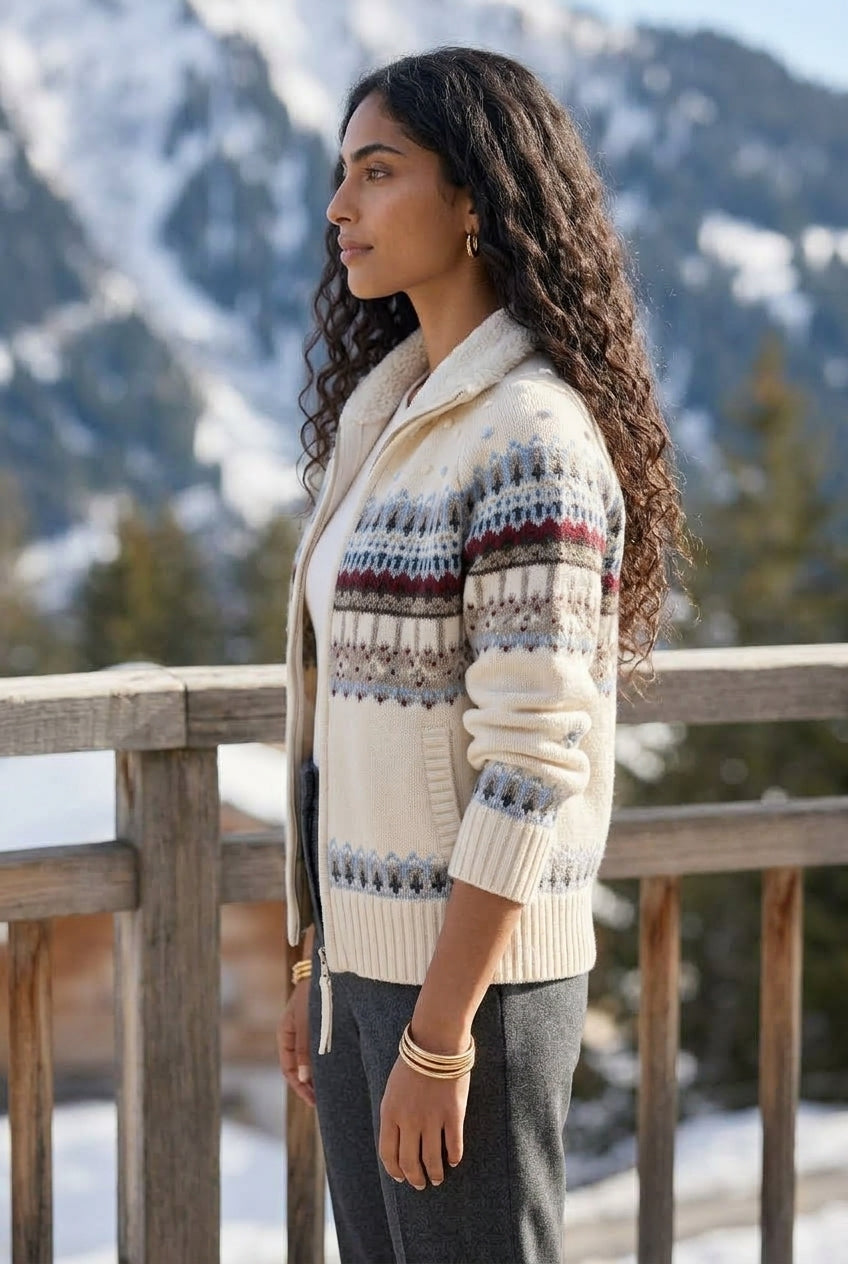 Katea | Geometric Jacquard Merino Cardigan