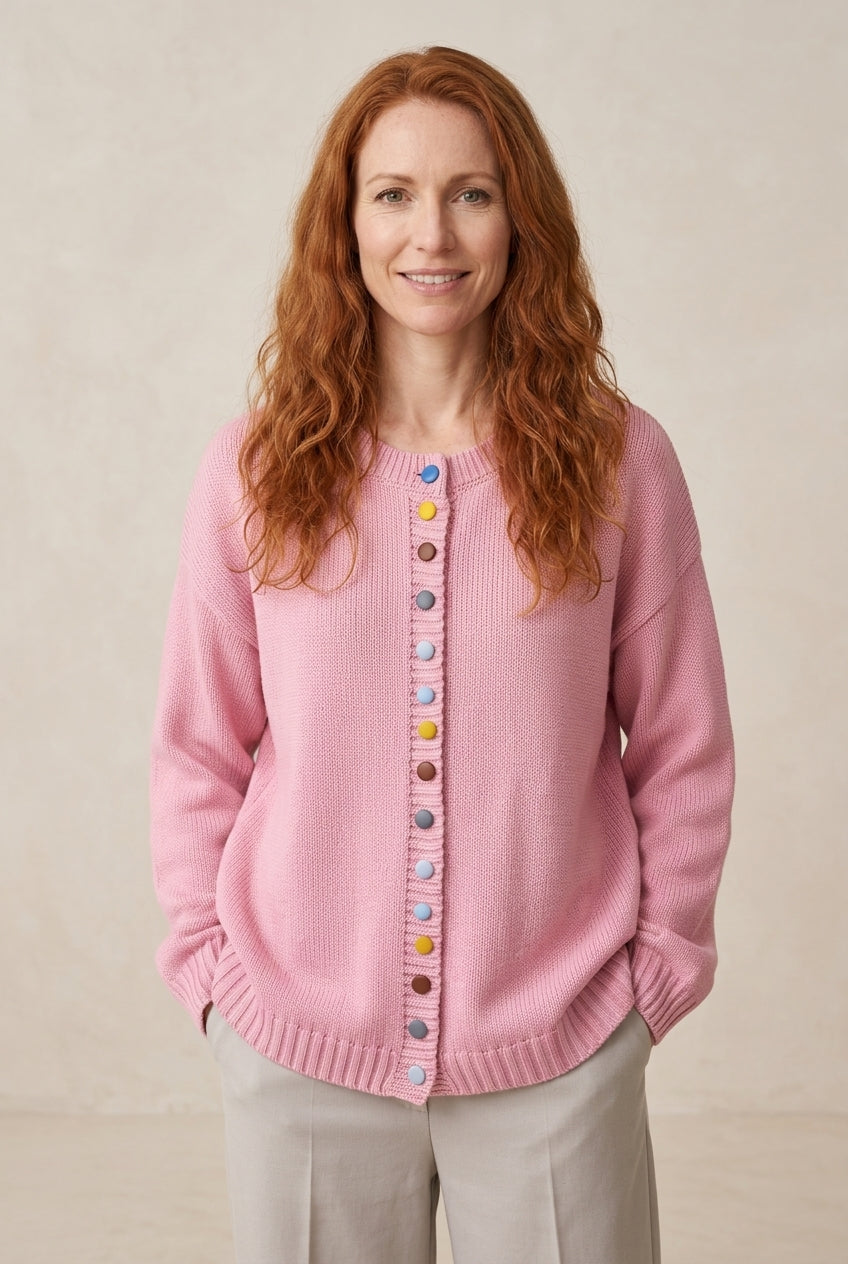 Elegant Relaxed Cardigan for Women, Button-Accent Long-Sleeve Layering, for Work, Casual, Everyday & Polished Wear
