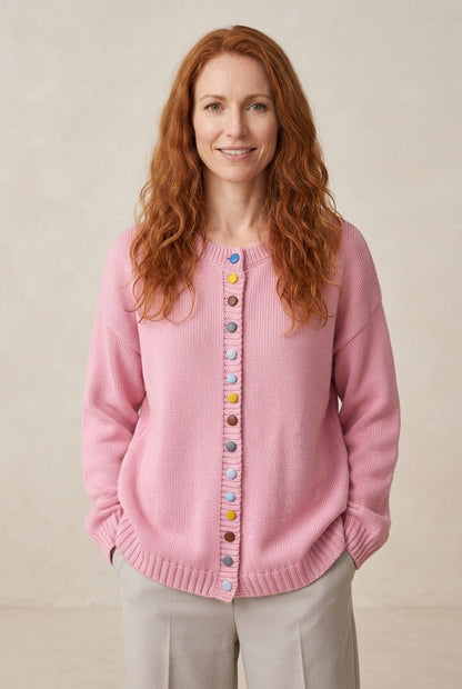 Elegant Relaxed Cardigan for Women, Button-Accent Long-Sleeve Layering, for Work, Casual, Everyday & Polished Wear