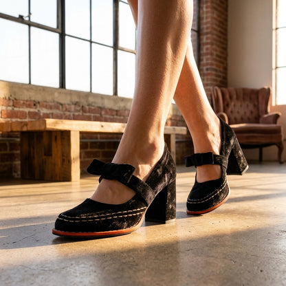 Echo | Velvet Block Heel Loafers