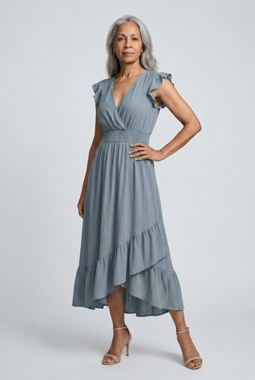 Sancha | Ruffled V-Neck Sleeveless Dress