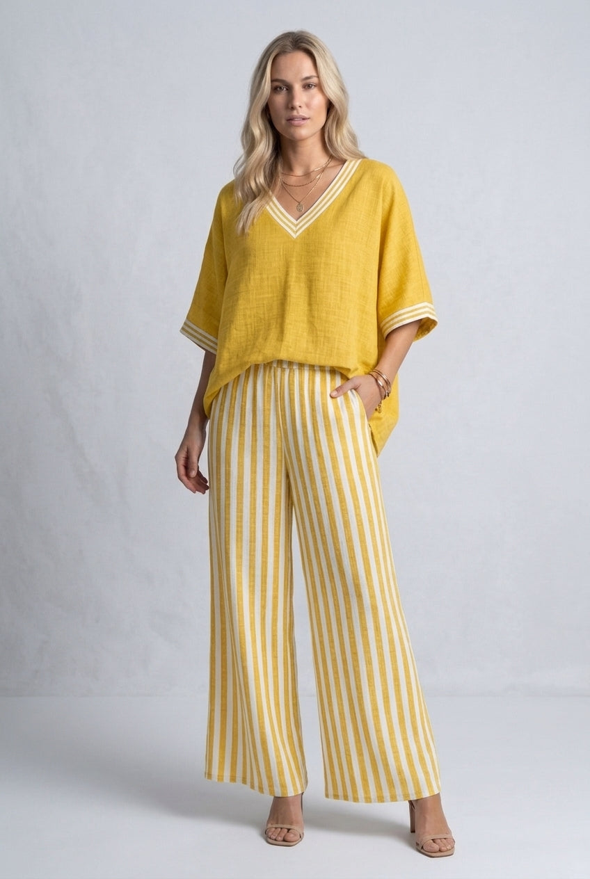 Mirren | Striped V-Neck Coordinated Set