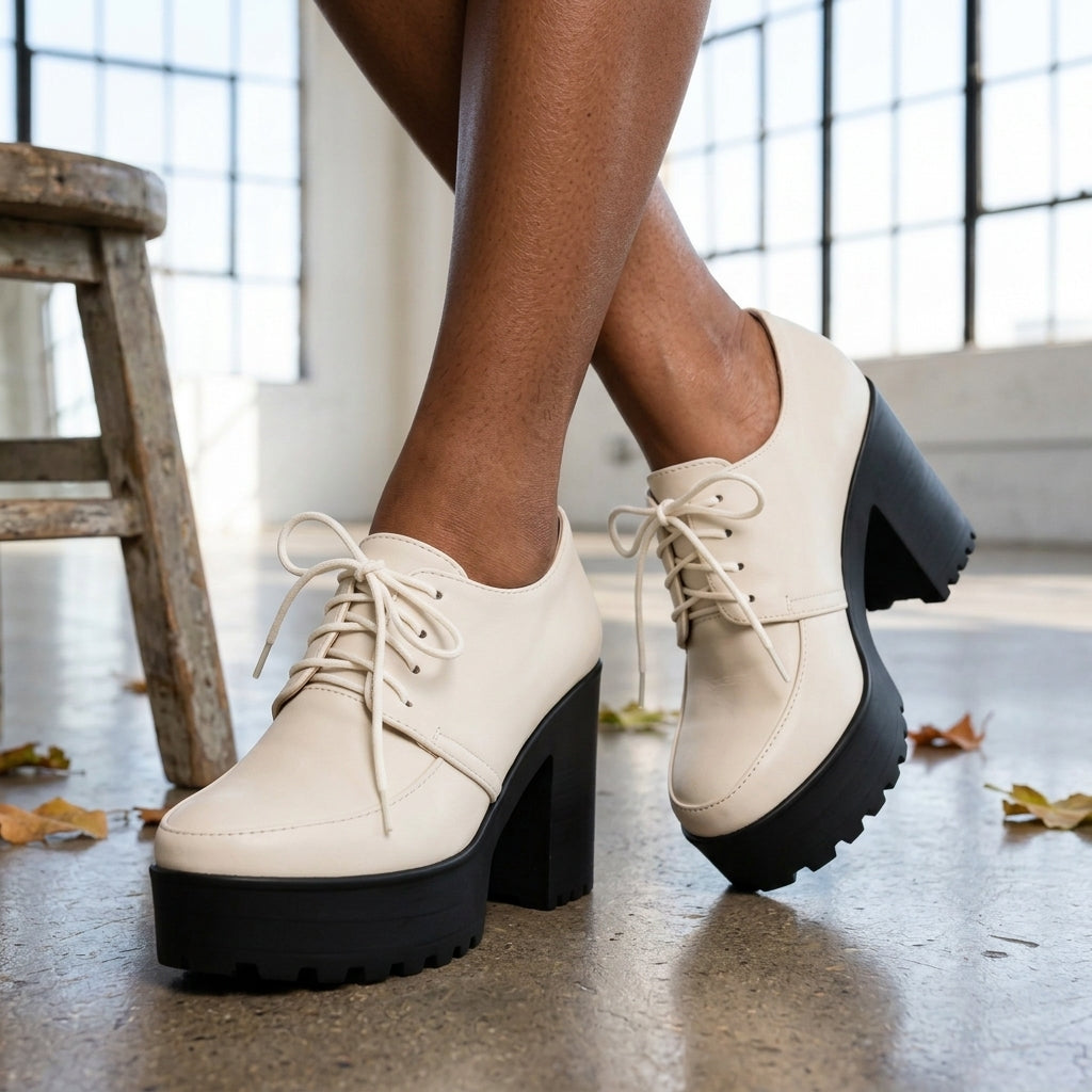Katya Tamara | Vegan Leather Lace-Up Block Heel