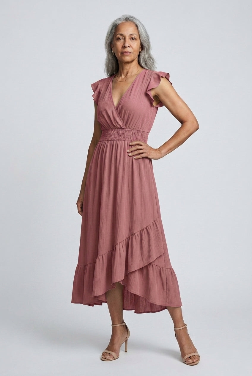 Sancha | Ruffled V-Neck Sleeveless Dress