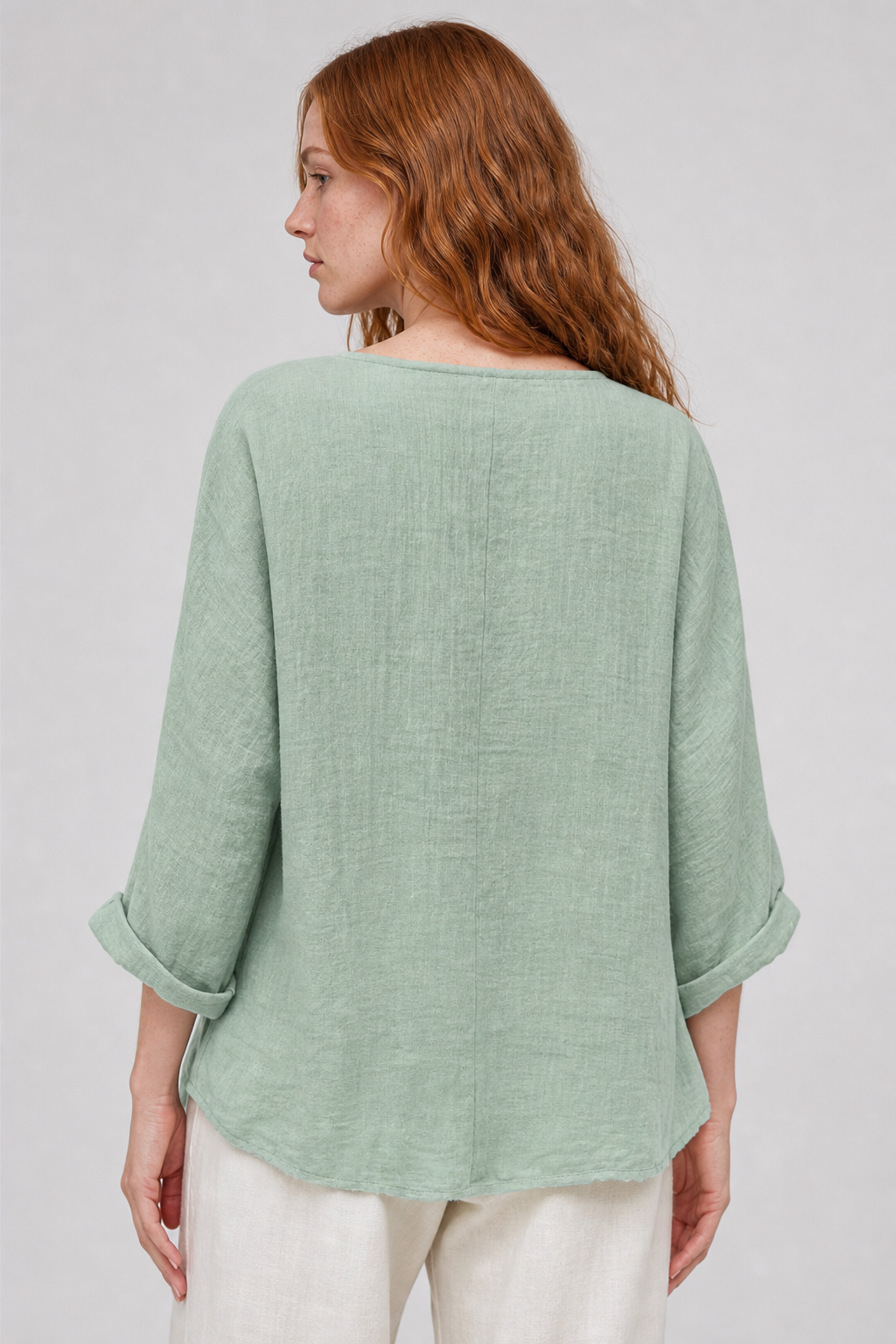 Rina | Women's Casual Cotton V-Neck Button-Front Three-Quarter Sleeve Top