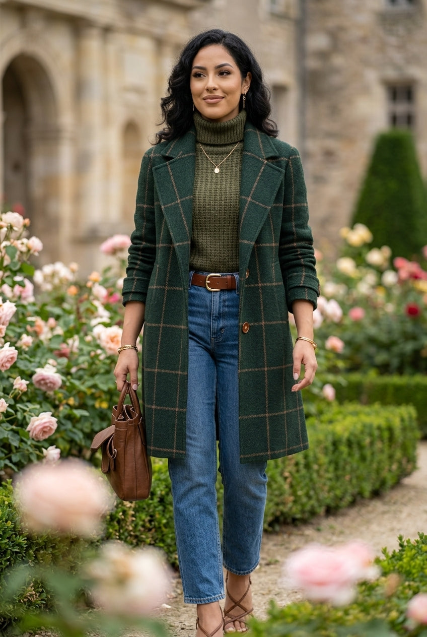 Alisa | Wool-Blend Tweed Check Coat
