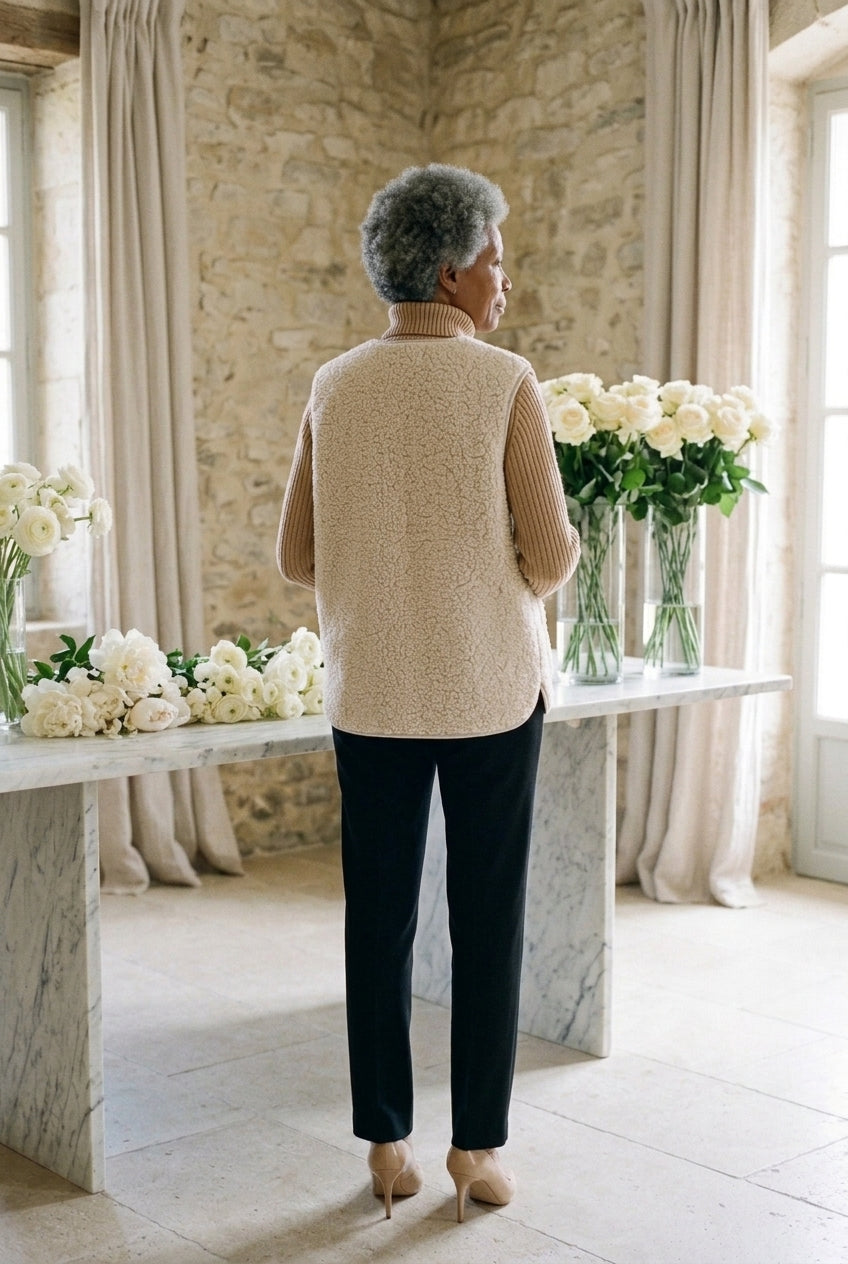 Katya Vivianne | Ribbed Knit Button-Up Vest